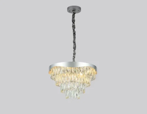 Люстра подвесная Traditional TR5085 Ambrella light прозрачная на 6 ламп, основание серебряное в стиле арт-деко  фото 2